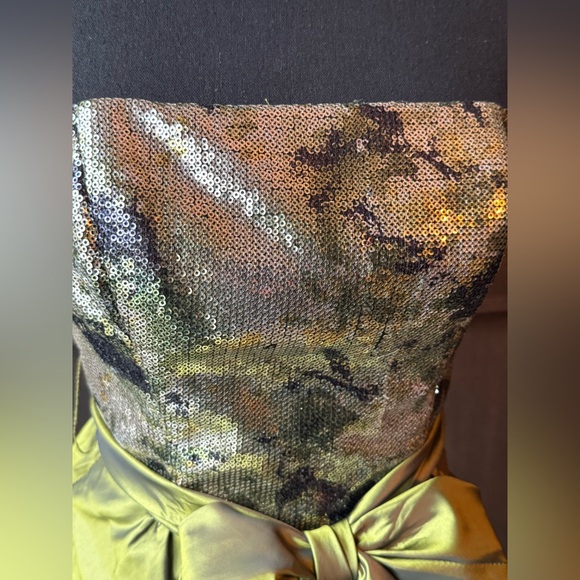 Jessica McClintock for Gunne Sax y2k collection green strapless party dress sz 3 - Picture 6 of 10